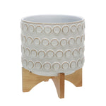 Sagebrook Home 15033-02 8" Ceramic Planter On Wooden Stand, Ivory