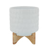 Sagebrook Home 15033-04 11" Ceramic Planter On Wooden Stand, White