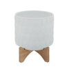 Sagebrook Home 15033-05 8" Ceramic Planter On Wooden Stand, White