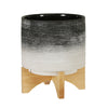 Sagebrook Home 15034-02 8" Ceramic Planter On Wooden Stand, Gray