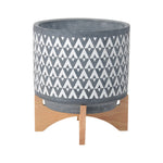 Sagebrook Home 15035-01 11" Ceramic Aztec Planter On Wooden Stand, Gray
