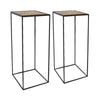 Sagebrook Home 15048 23"/28" Metal/Wood Planter Stands, Black, Set of 2