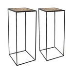 Sagebrook Home 15048 23"/28" Metal/Wood Planter Stands, Black, Set of 2