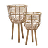 Sagebrook Home 15052 10"/12" Wicker Planters, Natural, Set of 2