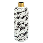 Sagebrook Home 15"H Vase W/ Gold Lid, White/Black