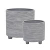 Sagebrook Home Set of 2  Footed Planter W/ Lines 6/8", Beige