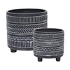 Sagebrook Home 15063-05 6"/8" Tribal Look Footed Planter, Black, Set of 2