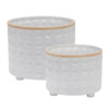 Sagebrook Home 15064-01 10"/12" Ceramic Dimpled Footed Planter, White, Set of 2