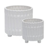 Sagebrook Home 15064-02 6"/8" Ceramic Fluted Planter with Feet, White, Set of 2