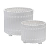 Sagebrook Home 15064-03 10"/12" Ceramic Fluted Planter with Feet, White, Set of 2