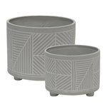 Sagebrook Home 15064-05 10"/12" Ceramic Diamond Footed Planter, Gray, Set of 2