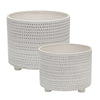 Sagebrook Home 15064-09 10"/12" Ceramic Footed Planter with Dots, Ivory, Set of 2