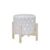 Sagebrook Home 15066-02 8" Ceramic Diamond Planter with Wood Stand, White