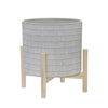 Sagebrook Home 12" Ceramic Tribal Planter W/ Wood Stand, Beige