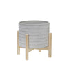 Sagebrook Home 8" Ceramic Tribal Planter W/ Wood Stand, Beige