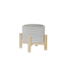 Sagebrook Home 6" Ceramic Tribal Planter W/ Wood Stand, Beige
