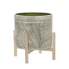 Sagebrook Home 15071-01 12" Ceramic Planter with Wood Stand, Green Mix