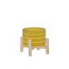Sagebrook Home 15072-03 6" Ceramic Striped Planter with Wood Stand, Yellow