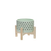 Sagebrook Home 6" Ceramic Dotted Planter W/ Wood Stand, Green