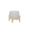 Sagebrook Home 15076-03 6" Ceramic Metallic Planter with Wood Stand, White