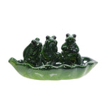 Sagebrook Home Ceramic 12`` Frog Trio Bird Feeder, Green