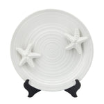 Sagebrook Home 15081-04 14" Ceramic Decorative Plate with Starfish, White