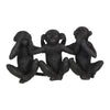 Sagebrook Home Polyresin 6" No See/Hear/Speak Monkey Trio, Black