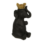Sagebrook Home 15096-01 14" Polyresin Elephant with Crown, Black/Gold