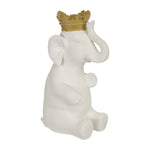 Sagebrook Home 15096-02 14" Polyresin Elephant with Crown, White/Gold