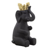 Sagebrook Home 8" Elephant W/ Crown Figurine, Black/Gold