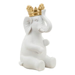 Sagebrook Home 15096-04 8" Elephant with Crown Figurine, White/Gold