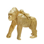Sagebrook Home Polyresin 8" Gorilla W/ Baby Figurine, Gold