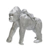 Sagebrook Home Polyresin 8" Gorilla W/ Baby Figurine, Silver