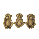 Sagebrook Home Set of 3 Polyresin No Hear/Speak/See Monkeys, Gold