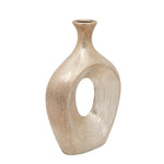 Sagebrook Home 13" Scratched Oval Vase Cut-Out, Champagne