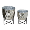 Sagebrook Home Set of 2 Metal 12/15" Hammered Planter, Silver