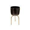 Sagebrook Home 15159-01 25" Metal Planter On Tripod, Gunmetal/Gold