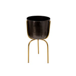 Sagebrook Home 15159-01 25" Metal Planter On Tripod, Gunmetal/Gold