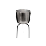 Sagebrook Home 15159-02 25" Metal Planter On Tripod, Silver/Black