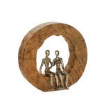 Sagebrook Home Aluminum Couple In Mango Wood, Silver/Brown