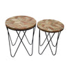Sagebrook Home Set of 2 Metal/Wood 19/21`` Side Tables, Natural/Black