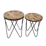 Sagebrook Home Set of 2 Metal/Wood 19/21`` Side Tables, Natural/Black