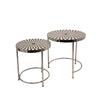 Sagebrook Home 15180 19"/21" Metal Geometric Side Table, Black/White, Set of 2