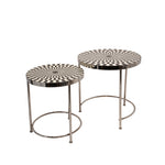 Sagebrook Home 15180 19"/21" Metal Geometric Side Table, Black/White, Set of 2