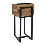 Sagebrook Home 15186 14" Wood Square Planter On Metal Base, Brown/Black