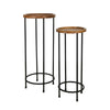 Sagebrook Home Set of 2 Wood/Metal 10/12`` Plant Stands, Black