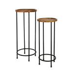 Sagebrook Home Set of 2 Wood/Metal 10/12`` Plant Stands, Black