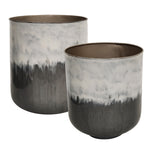 Sagebrook Home 15201 13"/17" Metal Planters, White/Gray, Set of 2