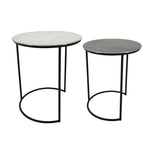 Sagebrook Home Set of 2 24/22`` Metal Round Side Tables, White/Black