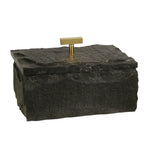 Sagebrook Home Marble 7X5 Slate Box W/ Metal Knob, Black